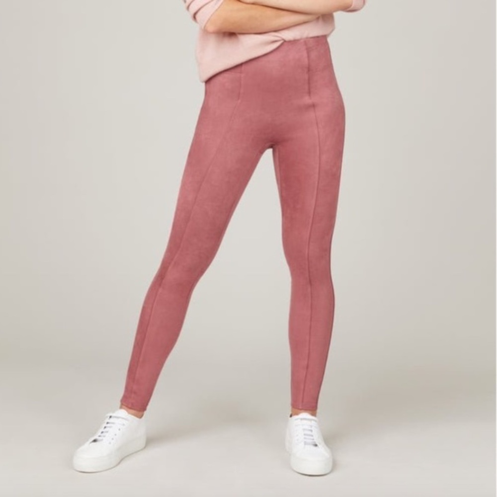 NWT New SPANX Faux Suede Legging Skinny Pants in Rich Rose Mauve Pink Purple
